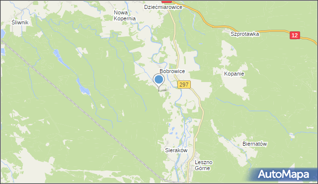 mapa Leśniczówka Bobrowice, Leśniczówka Bobrowice na mapie Targeo